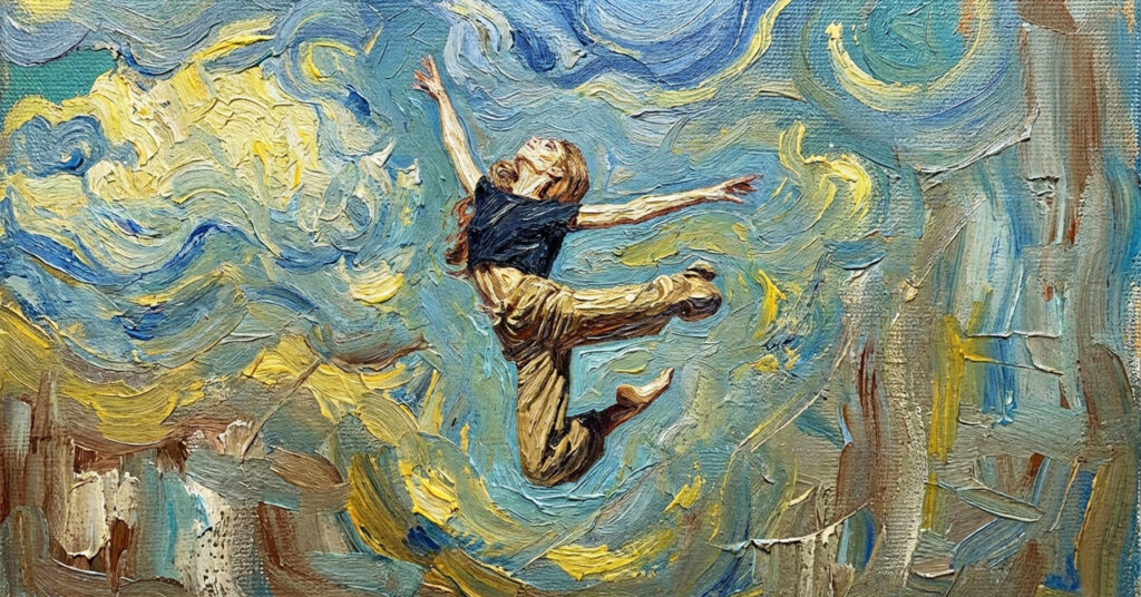 ダンスでジャンプする女性