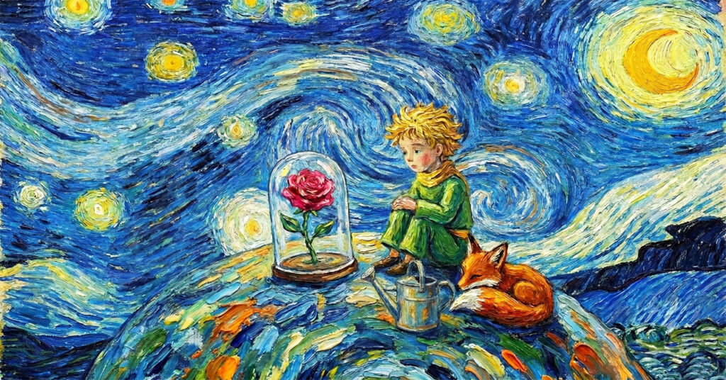 バラを見守る星の王子さま