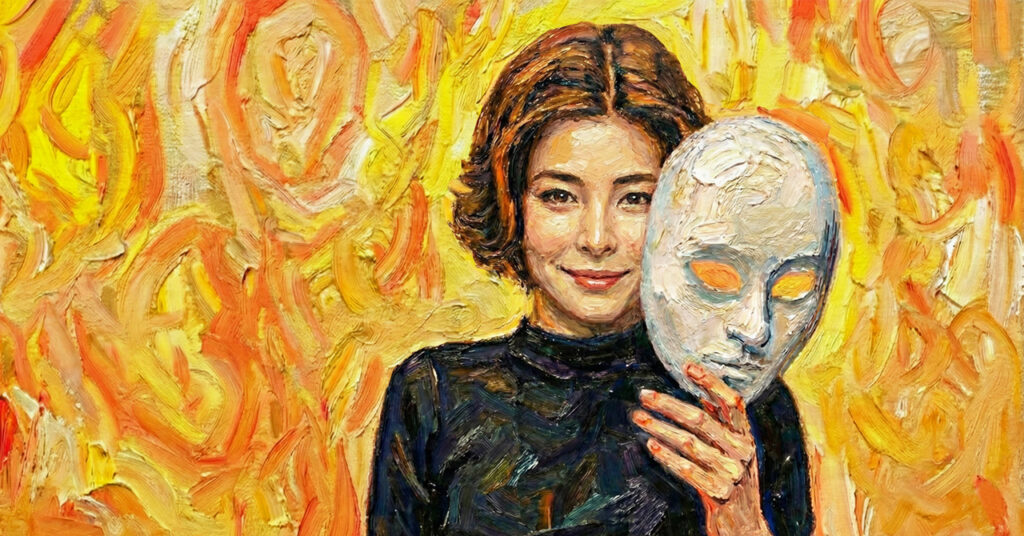 仮面を脱いだ女性