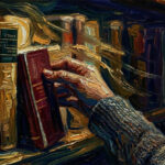 過去を綴った本を本棚に戻す